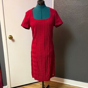 Escada Vibrant Red Scoop-Neck Knit Dress